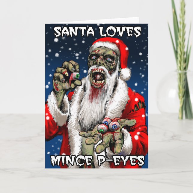 Tarjeta de Navidad de Santa del zombi (interior en (Anverso)