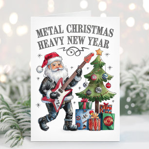 Tarjeta de Navidad de Santa divertida de Heavy Met