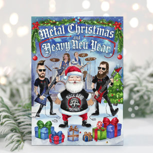 Tarjeta de Navidad de Santa divertido de Heavy Met