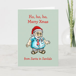 Tarjeta de Navidad de Santa en Sandalias