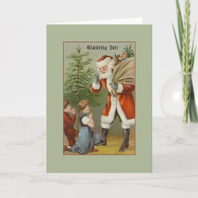 Tarjeta de Navidad de Santa Glædelig julio del (Anverso)