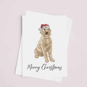 Tarjeta de Navidad de Santa Golden Doodle en Acuar