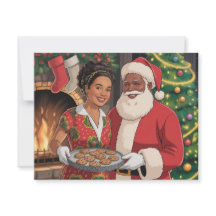 Tarjeta de Navidad de Santa Negro y Sra. Claus