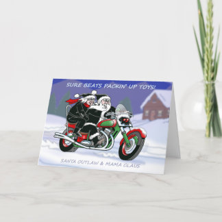 Tarjeta de Navidad de Santa Outlaw con Mama Claus©