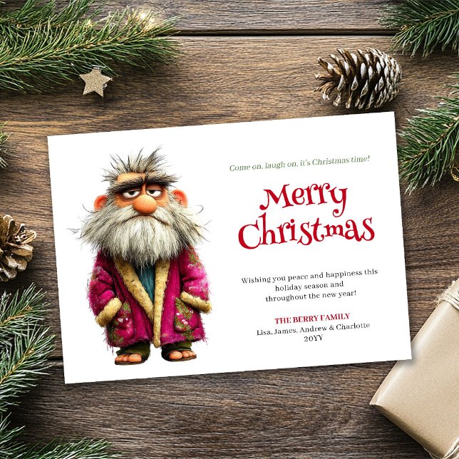 Tarjeta de Navidad de Santa personalizada de dibuj (Banter Santa custom cartoon Christmas greeting card)