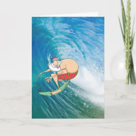 Tarjeta de Navidad de Santa que practica surf