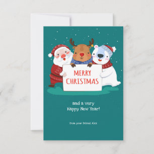 Tarjeta de Navidad de Santa Rudolf y Teddy