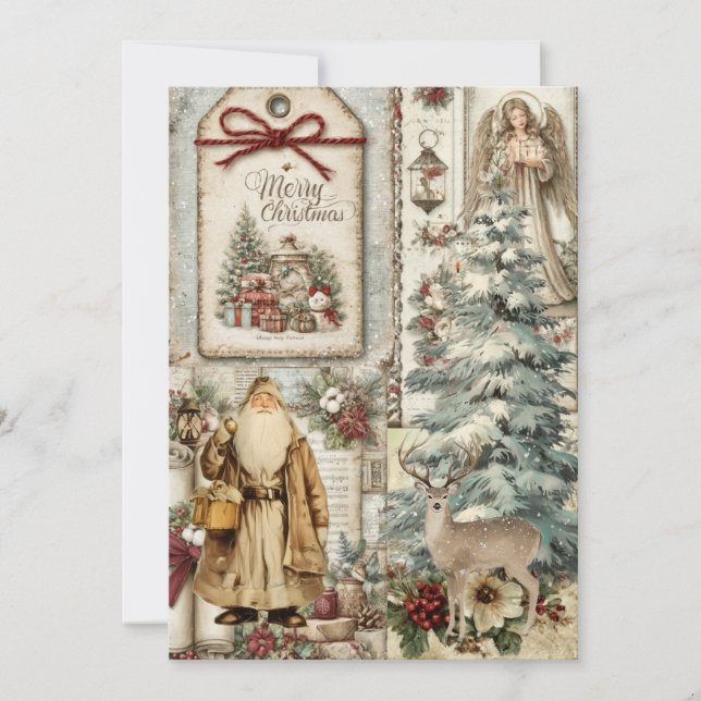 Tarjeta de Navidad de Santa Rústica Caprichosa Vin (Anverso)
