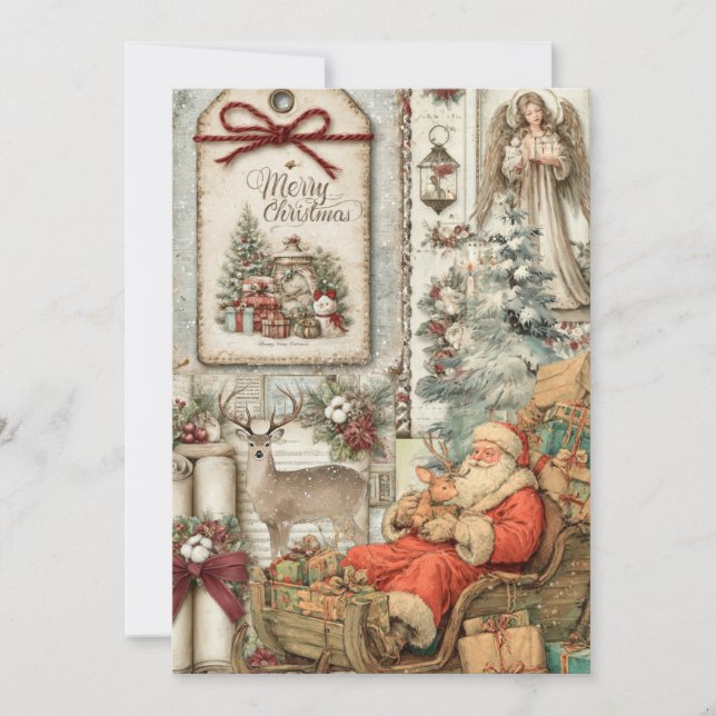 Tarjeta de Navidad de Santa Rústica Caprichosa Vin (Anverso)
