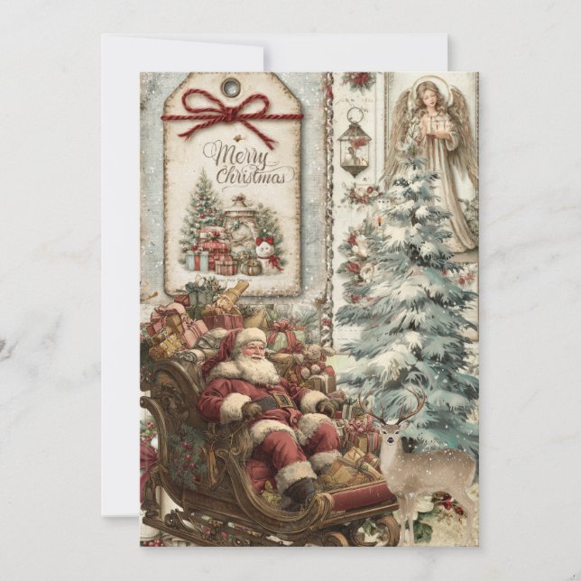 Tarjeta de Navidad de Santa Rústica Caprichosa Vin (Anverso)