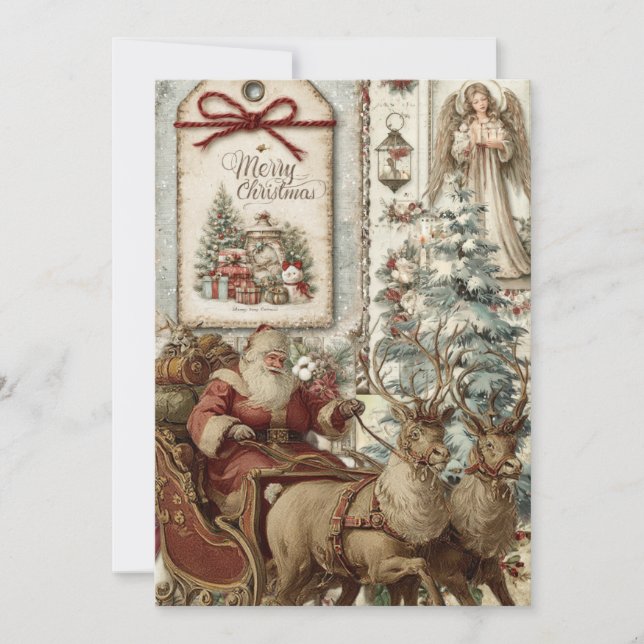 Tarjeta de Navidad de Santa Rústica Caprichosa Vin (Anverso)