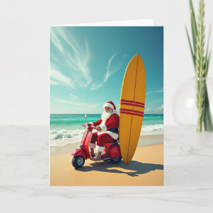 Tarjeta de Navidad de Santa Surfista