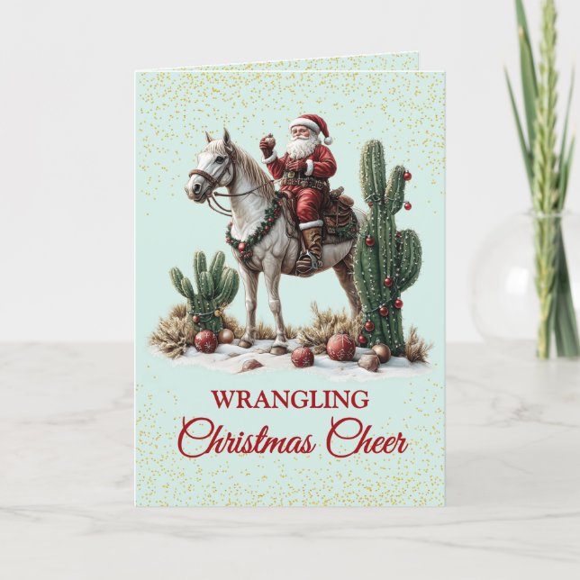 Tarjeta de Navidad de Santa Vaquero del Sudoeste A (Anverso)
