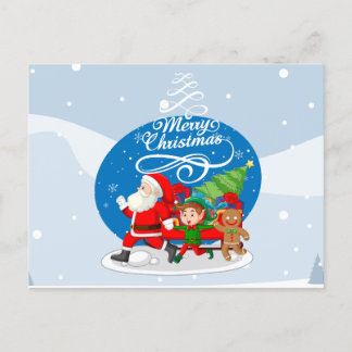 Tarjeta de Navidad de Santa y Amigos Festivos
