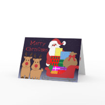Tarjeta de Navidad de Santa y Reno