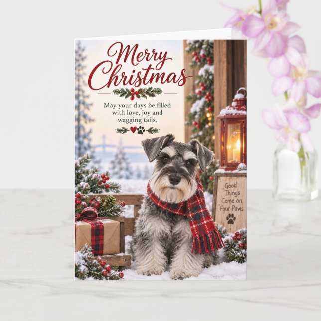 Tarjeta de Navidad de Schnauzer (Orquídea)