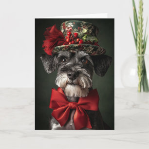 Tarjeta de Navidad de Schnauzer Elegante Perro Vic