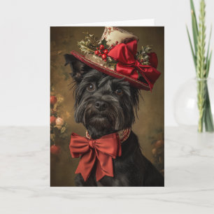 Tarjeta de Navidad de Scottie Elegante Perro Victo