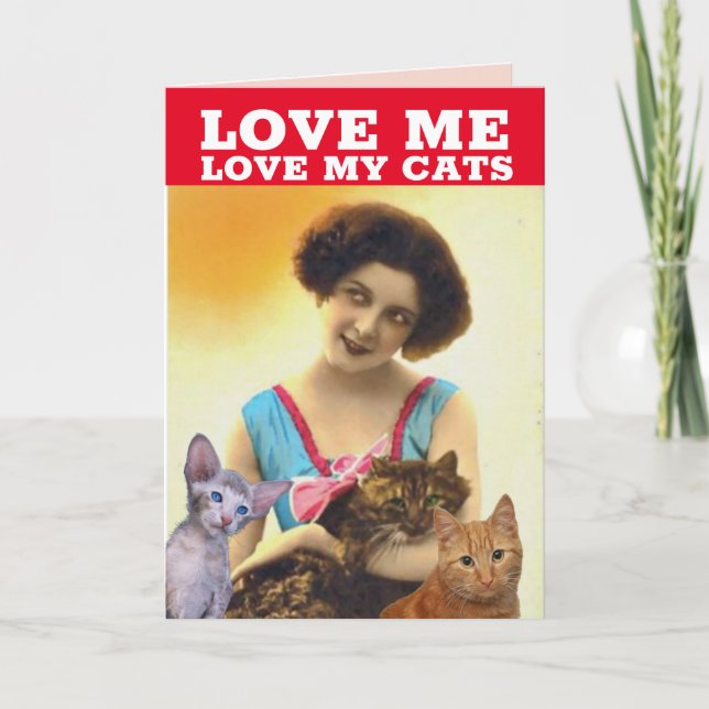 TARJETA DE NAVIDAD DE SEÑORA RETRO Y GATO (Anverso)