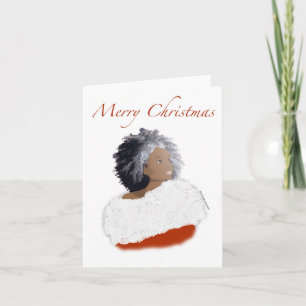 Tarjeta de Navidad de Señora Santa Afroamericana
