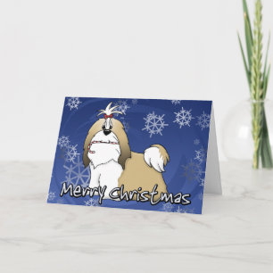 Tarjeta de Navidad de Shih Tzu del dibujo animado