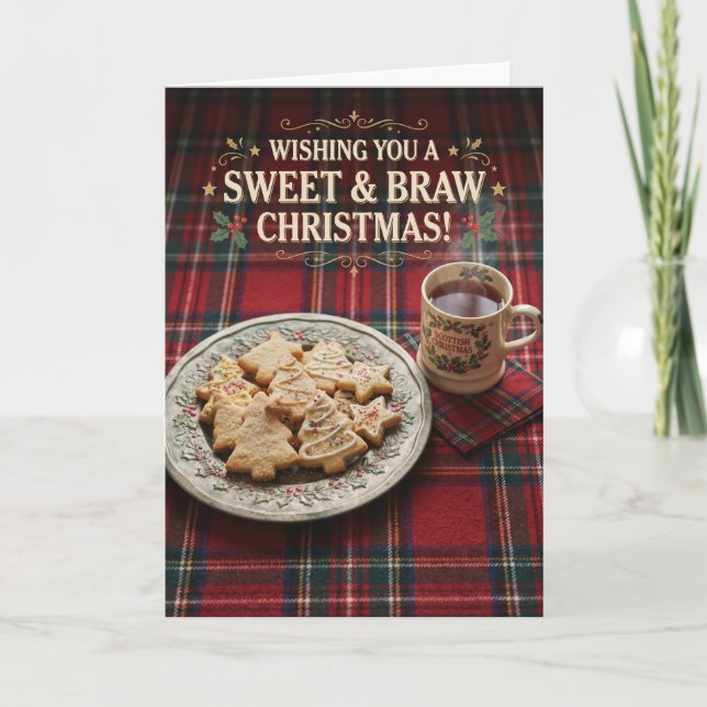 Tarjeta de Navidad de Shortbread Dulce y Hermoso (Anverso)