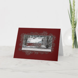 Tarjeta de Navidad de Snowscene del granero del