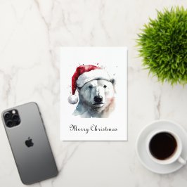 Tarjeta de Navidad de Sombrero de Santa de Oso Pol