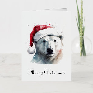 Tarjeta de Navidad de Sombrero de Santa de Oso Pol