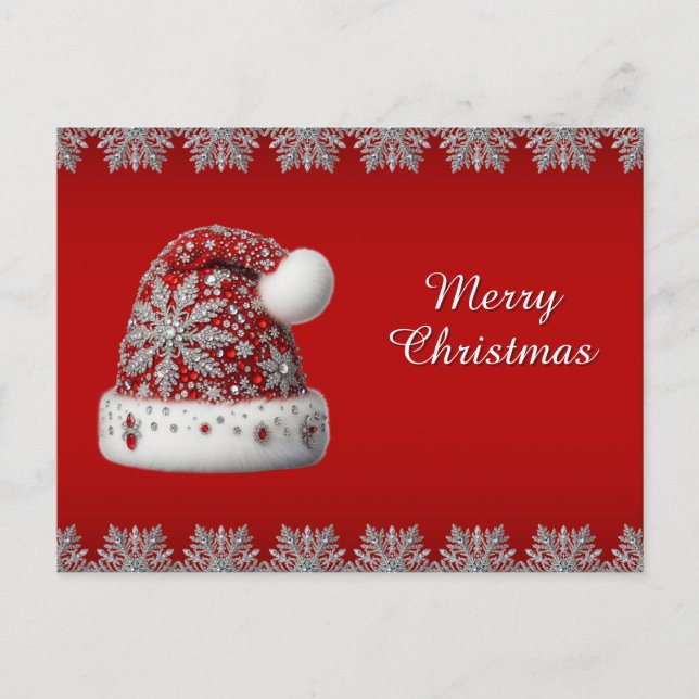 Tarjeta de Navidad de Sombrero de Santa Rojo (Anverso)