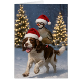Tarjeta de Navidad de Springer Spaniel y perdiz