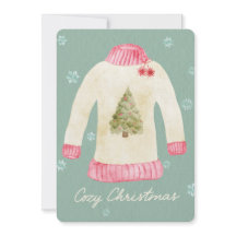 Tarjeta de Navidad de Suéter Acogedor con Acuarela