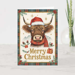 Tarjeta de Navidad de Tartán de Vaca de las Tierra