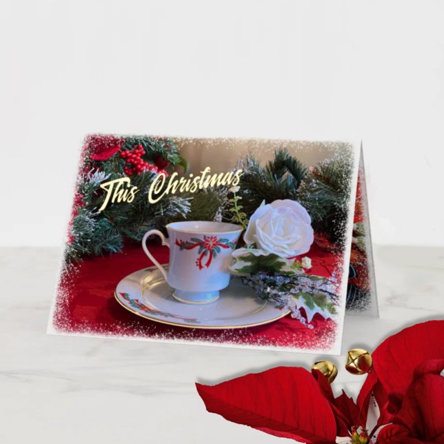 Tarjeta de Navidad de té con foto en papel de alum (Subido por el creador)