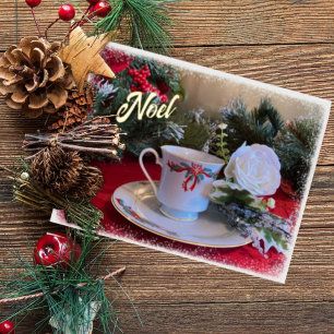 Tarjeta de Navidad de té doblada en papel de alumi