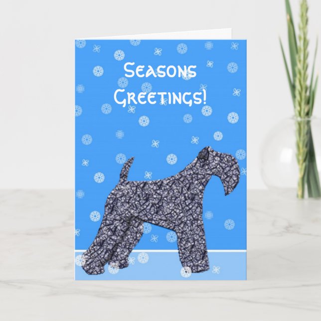 Tarjeta de Navidad de Terrier de azul de Kerry (Anverso)