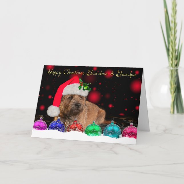 Tarjeta de Navidad de Terrier de frontera de la (Anverso)