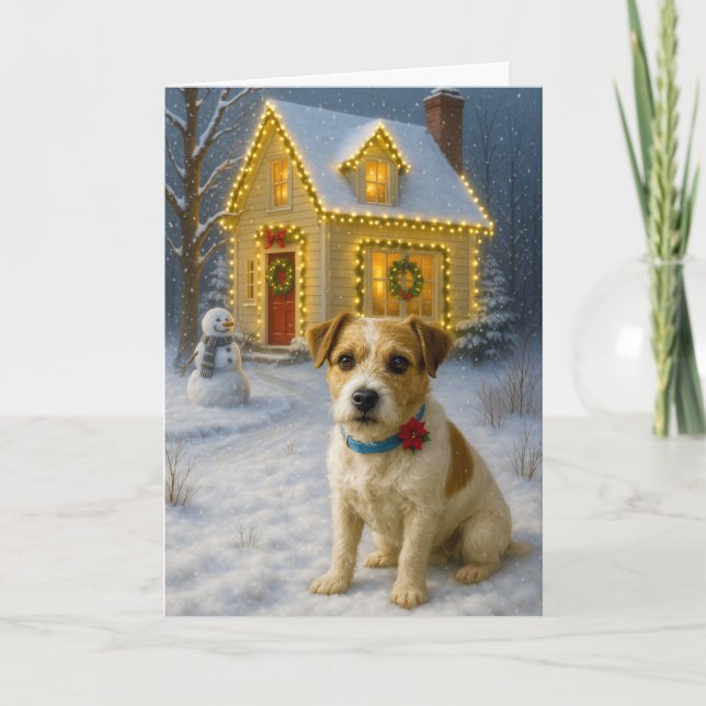 Tarjeta de Navidad de Terrier de Russell (Anverso)