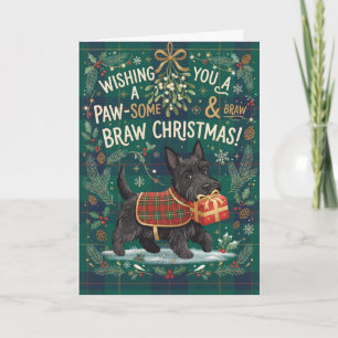 Tarjeta de Navidad de Terrier Escocés con Pata