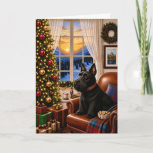 Tarjeta de Navidad de Terrier Escocés en Mañana de