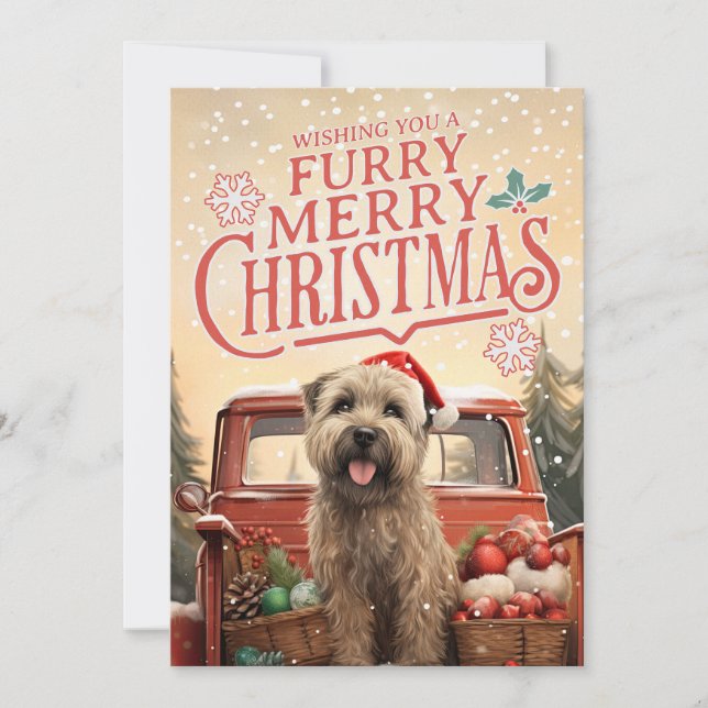 Tarjeta de Navidad de Terrier Wheaten de Pelo Suav (Anverso)