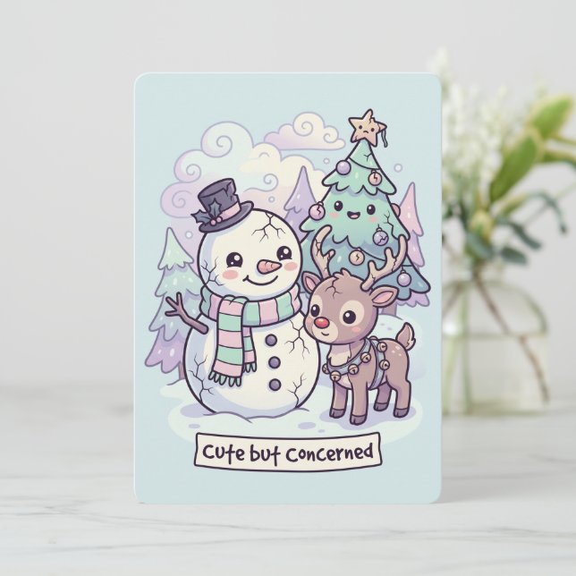 Tarjeta de Navidad de Terror Kawaii Tarjeta Navide (Anverso de pie)