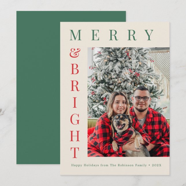tarjeta de Navidad de texto simple con foto person (Anverso / Reverso)