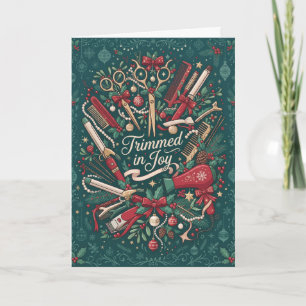 Tarjeta de Navidad de Tijeras y Peine de Peluquerí