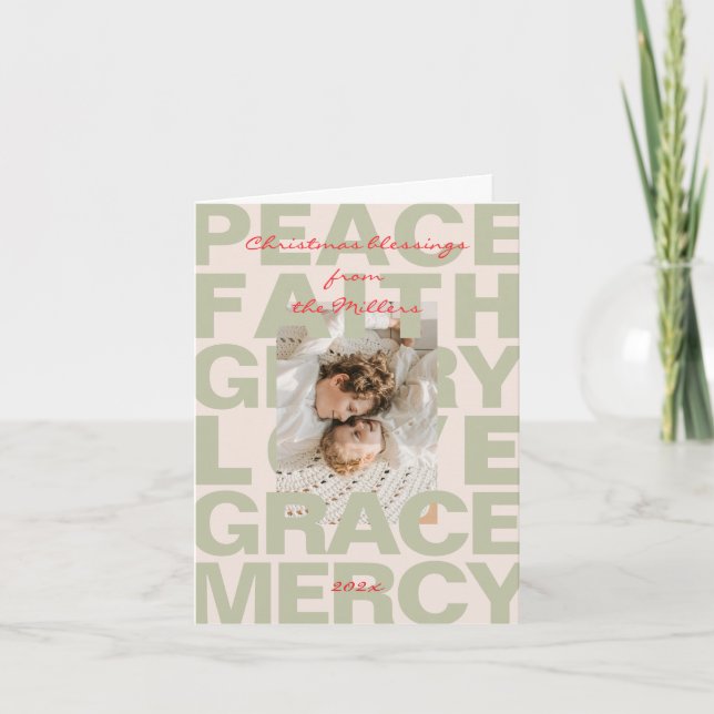 Tarjeta de Navidad de Tipografía de Bendición Dobl (Anverso)
