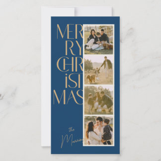 Tarjeta de Navidad de tira de fotos de tipografía 