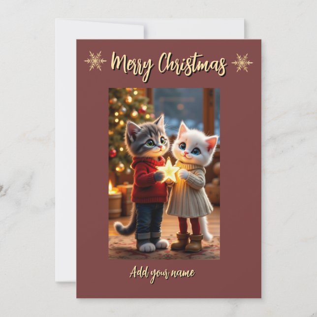 Tarjeta de Navidad de Tom y Luna con Estrella (Anverso)