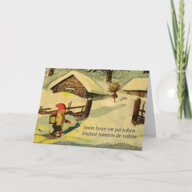 Tarjeta de Navidad de Tomten con el poema de (Anverso)