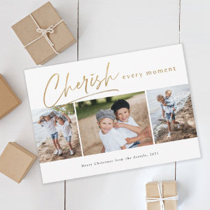 Tarjeta de Navidad de tres fotos que atesora cada