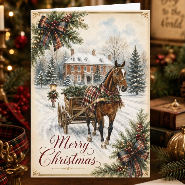 Tarjeta de Navidad de Trineo de Caballo de Tartán  (Subido por el creador)